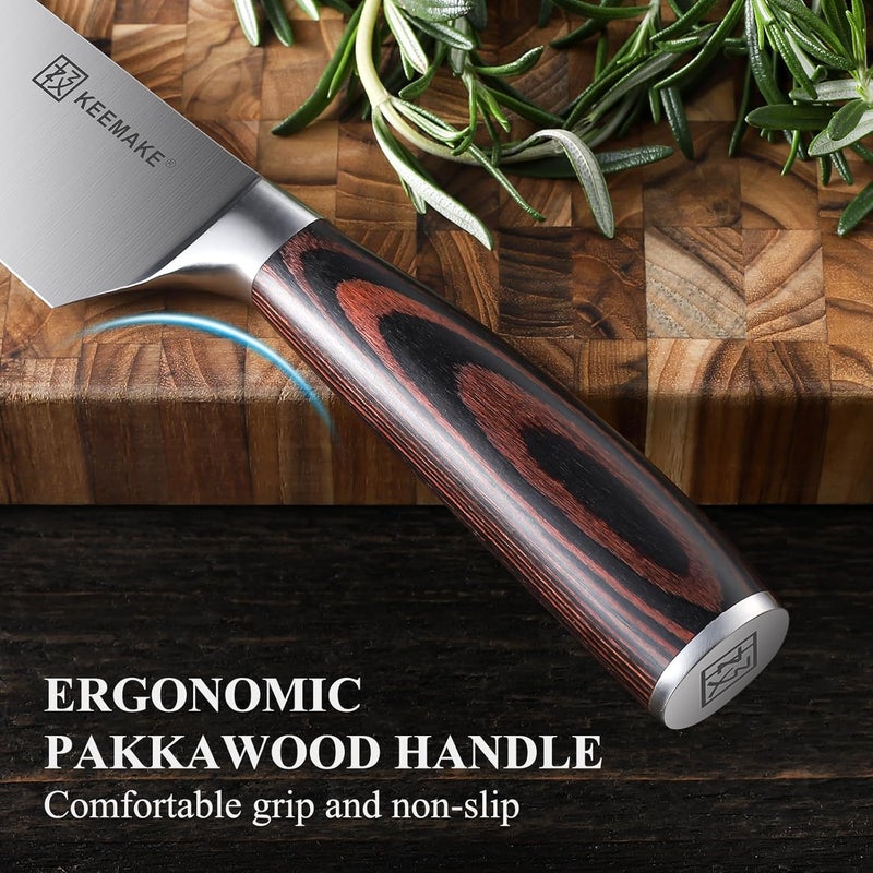 KEEMAKE Chef Knife 8 inch - Sharp Kitchen Knife High Carbon Stainless Steel Blade, Gyuto Knife Ergonomic Wood Handle, Professional Chef’s Knife for Home Kitchen and restaurant - Image 5